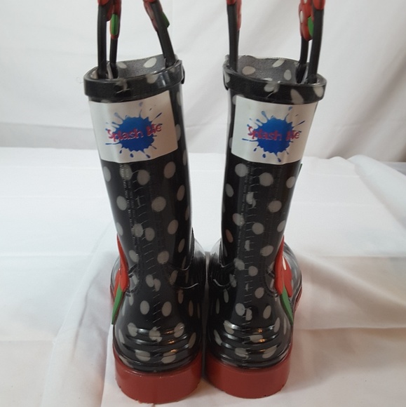 Splash Me Girls Black & White Polka dot rain boots - Picture 2 of 8